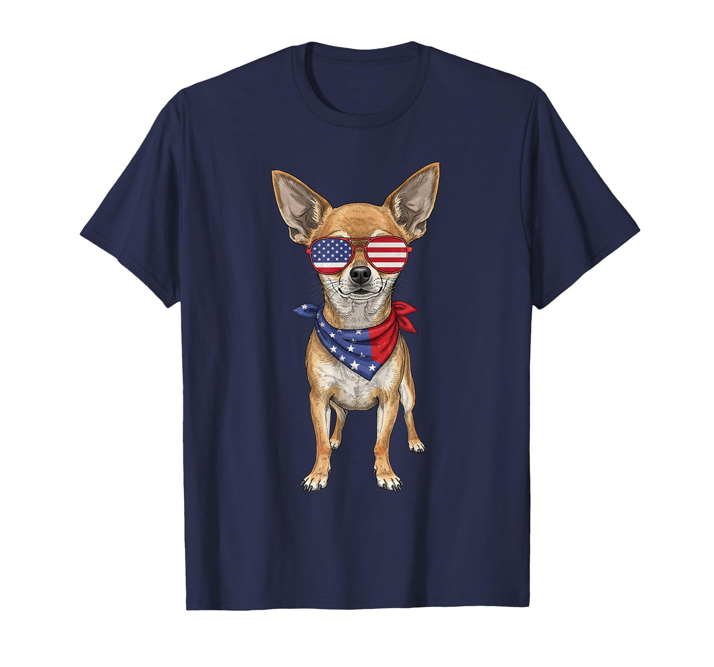 Chihuahua USA US Flag 4th of July America Cute Dog T-Shirt
