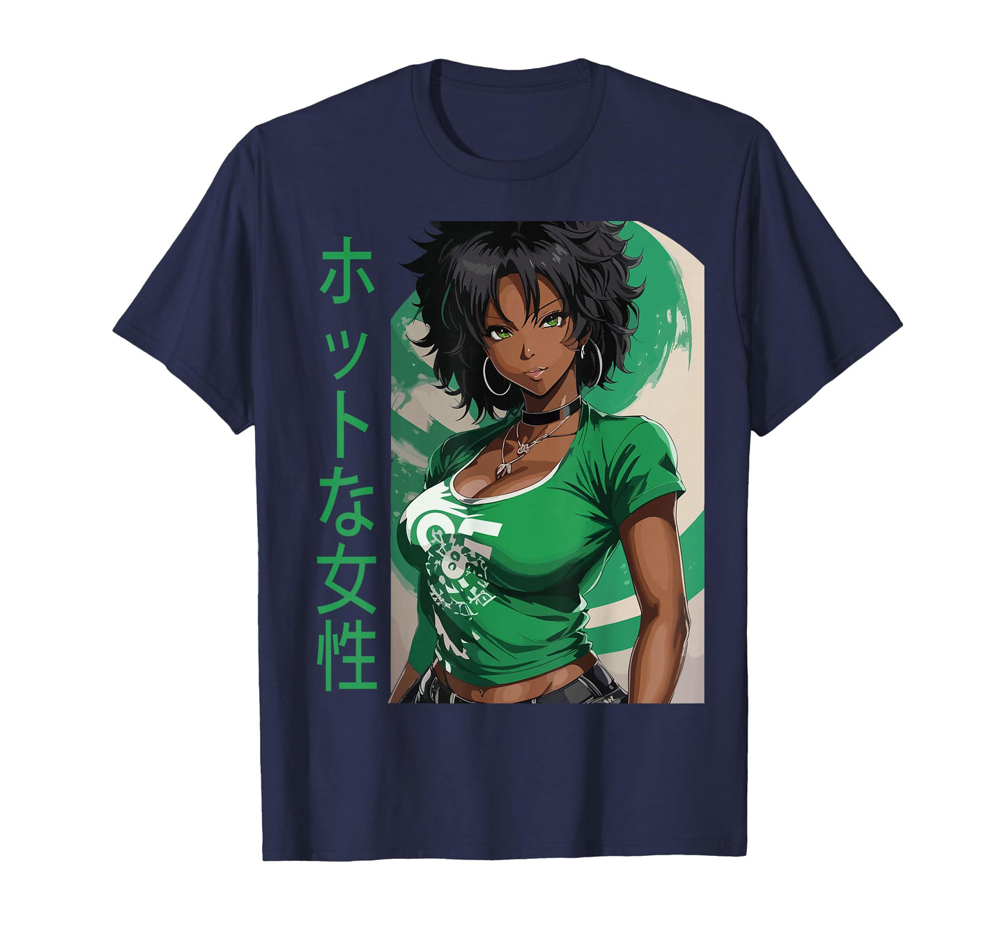 Black Anime Girl Kawaii Waifu Aesthetic Japanese Woman T-Shirt