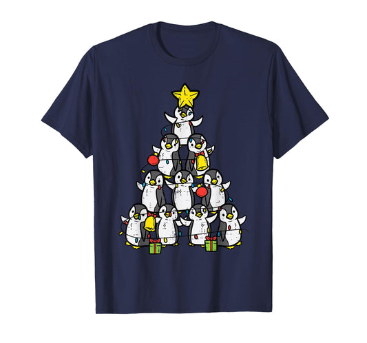 Penguin Christmas Tree Cute Xmas Women Girls T-Shirt