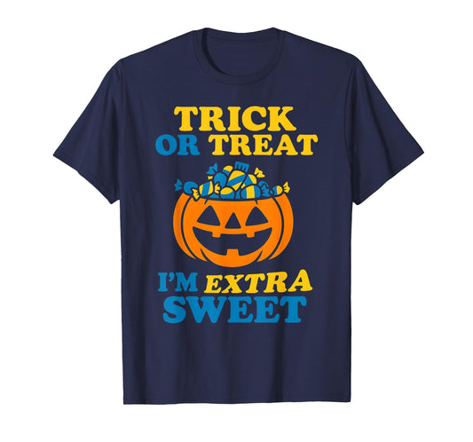 Down Syndrome Halloween Trick Or Treat Pumpkin Candy Cute T-Shirt
