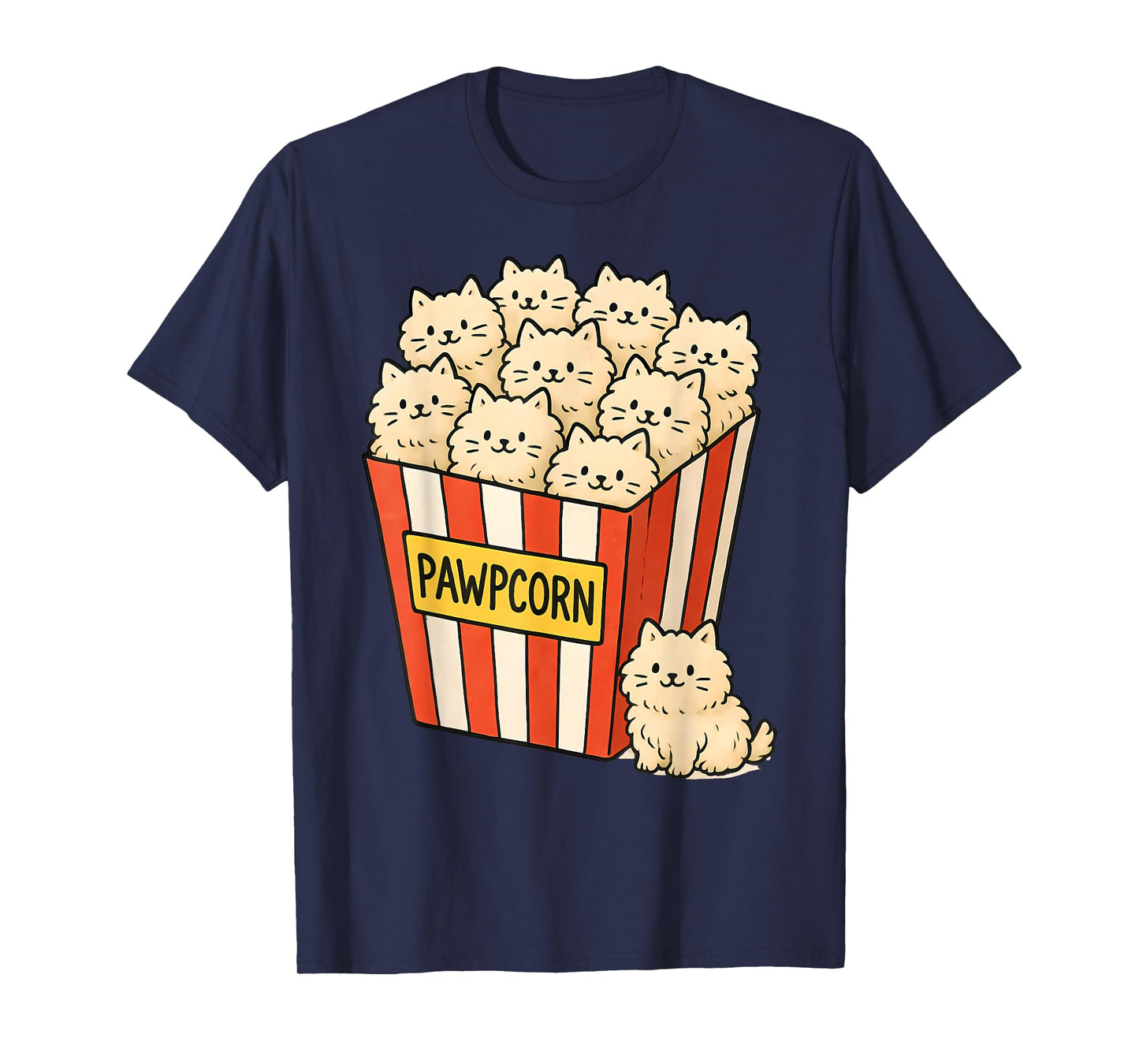 Funny Cat Owner Pawpcorn Popcorn Pun Cute Kittens Cat Lover T-Shirt