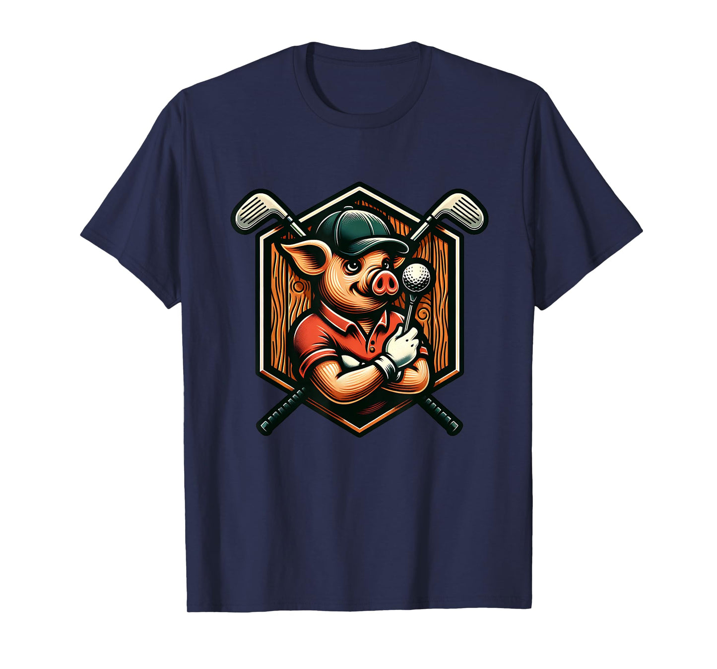 Funny Pig Golfer Swinging Clubs On Course T-Shirt