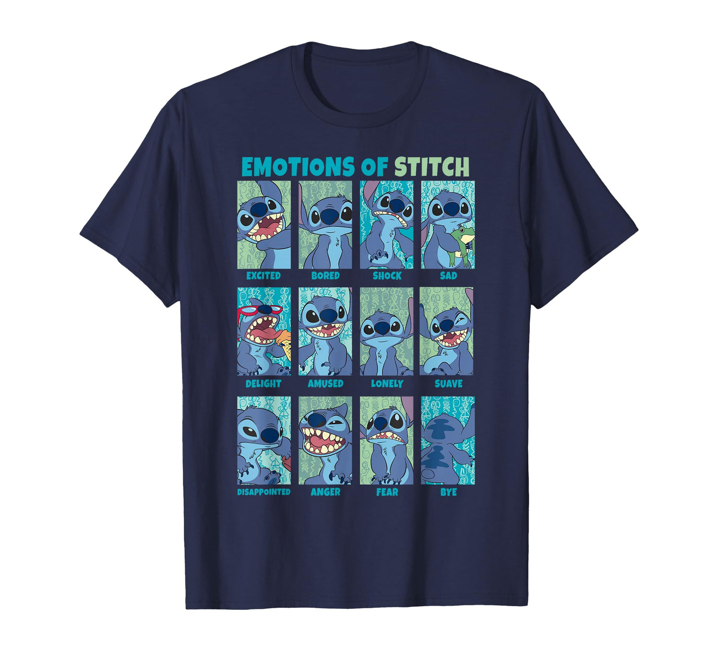 Disney Lilo & Stitch Emotions of Stitch Box Up Panels T-Shirt