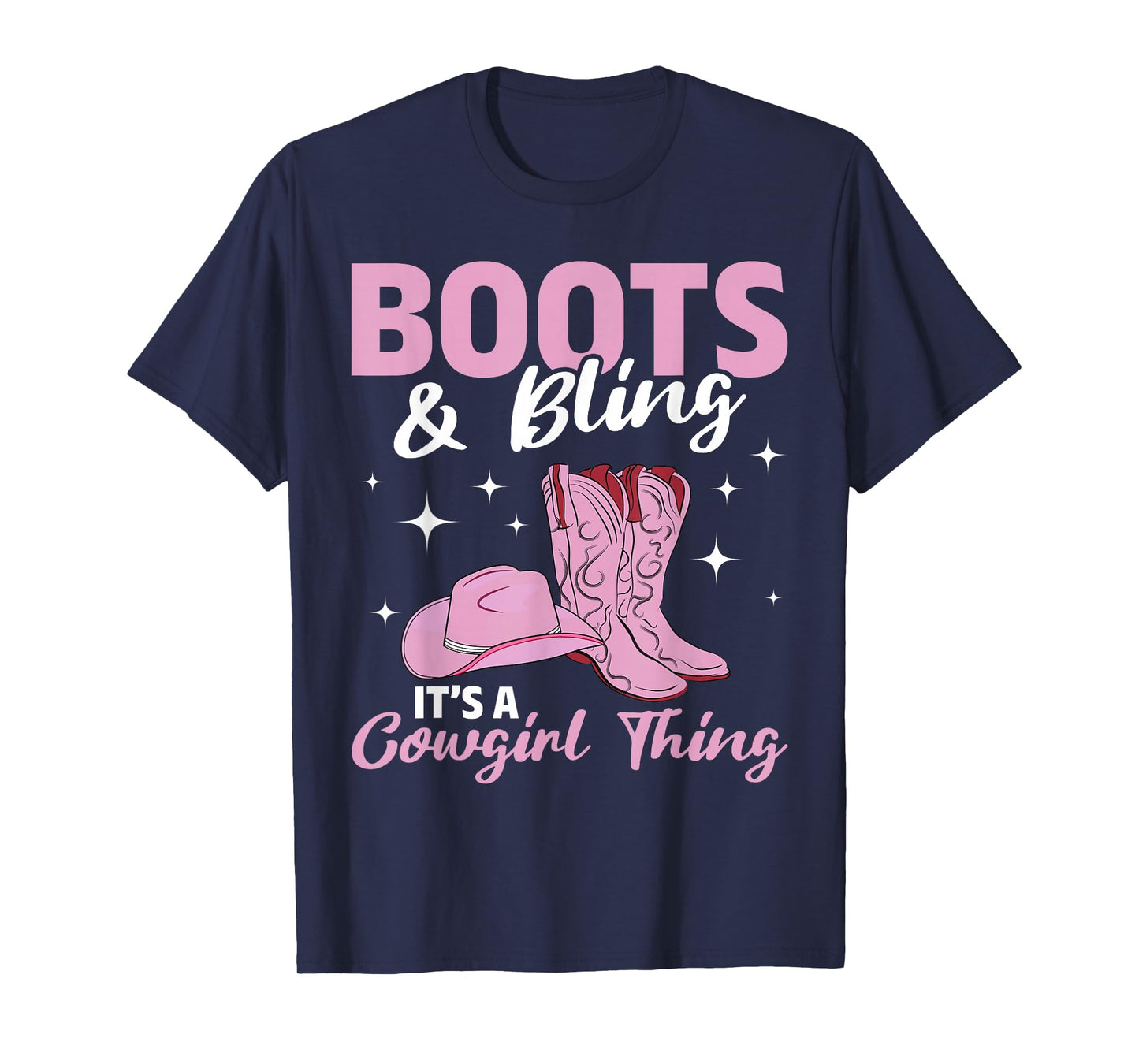 Rodeo Western Country Southern Cowgirl hat - Boots & Bling T-Shirt Small