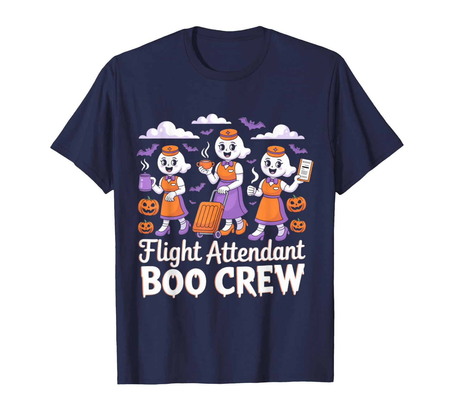 Flight Attendant Boo Crew Halloween Ghost Costume T-Shirt