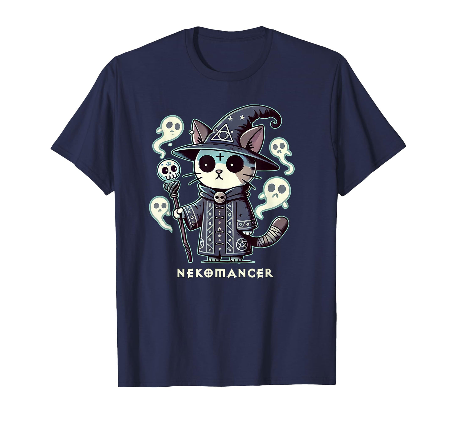 RPG Cat Nekomancer | Neko Cat ARPG Necromancer RPG Gamer LARP D20 T-Shirt - Black, Small, Short Sleeve, Unisex-Adults and Unisex-Kids