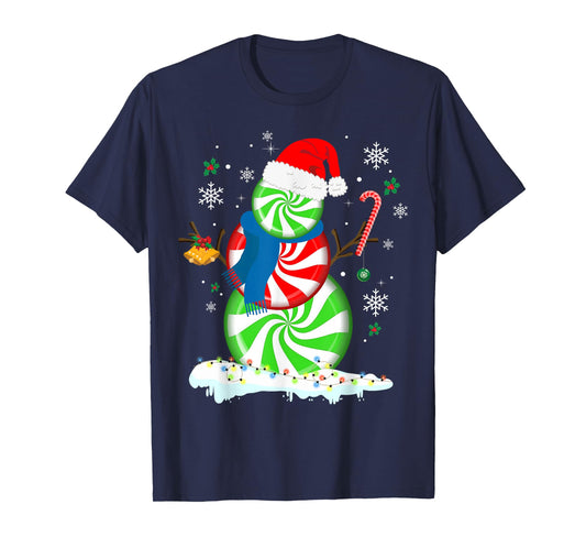 Funny Christmas Shirts Peppermint Candy Snowman T-Shirt