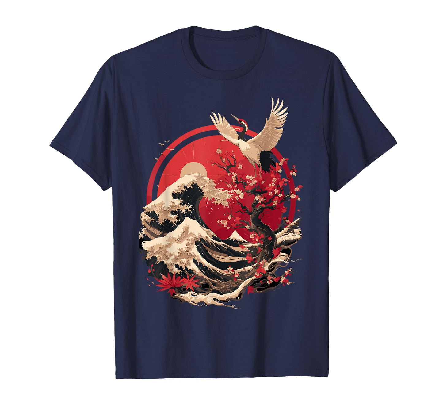Japanese Crane Japan Cherry Blossom T-Shirt