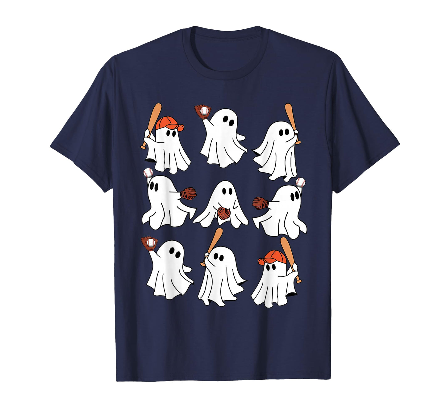 Boo Ghost Halloween Baseball Happy Halloween Baseball Lover T-Shirt