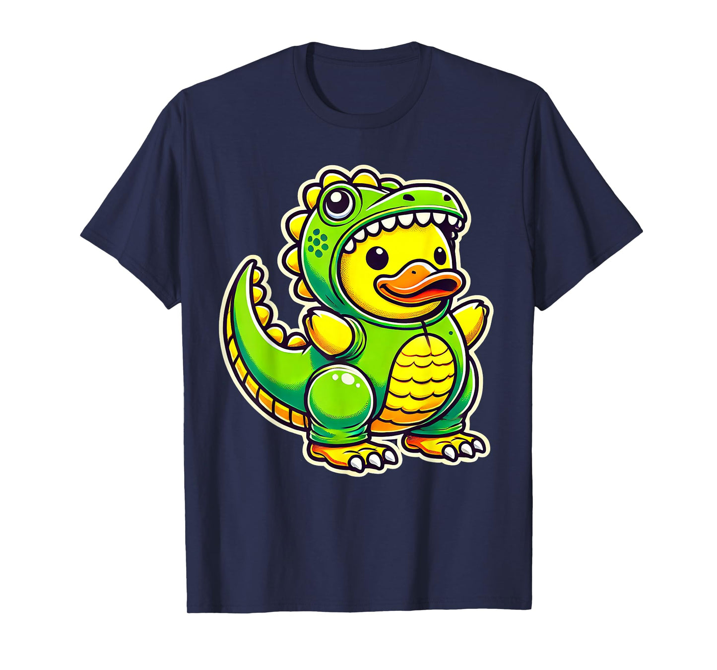 Funny Yellow Rubber Duck Dinosaur Dino Duck Halloween Boys T-Shirt