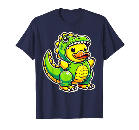 Funny Yellow Rubber Duck Dinosaur Dino Duck Halloween Boys T-Shirt