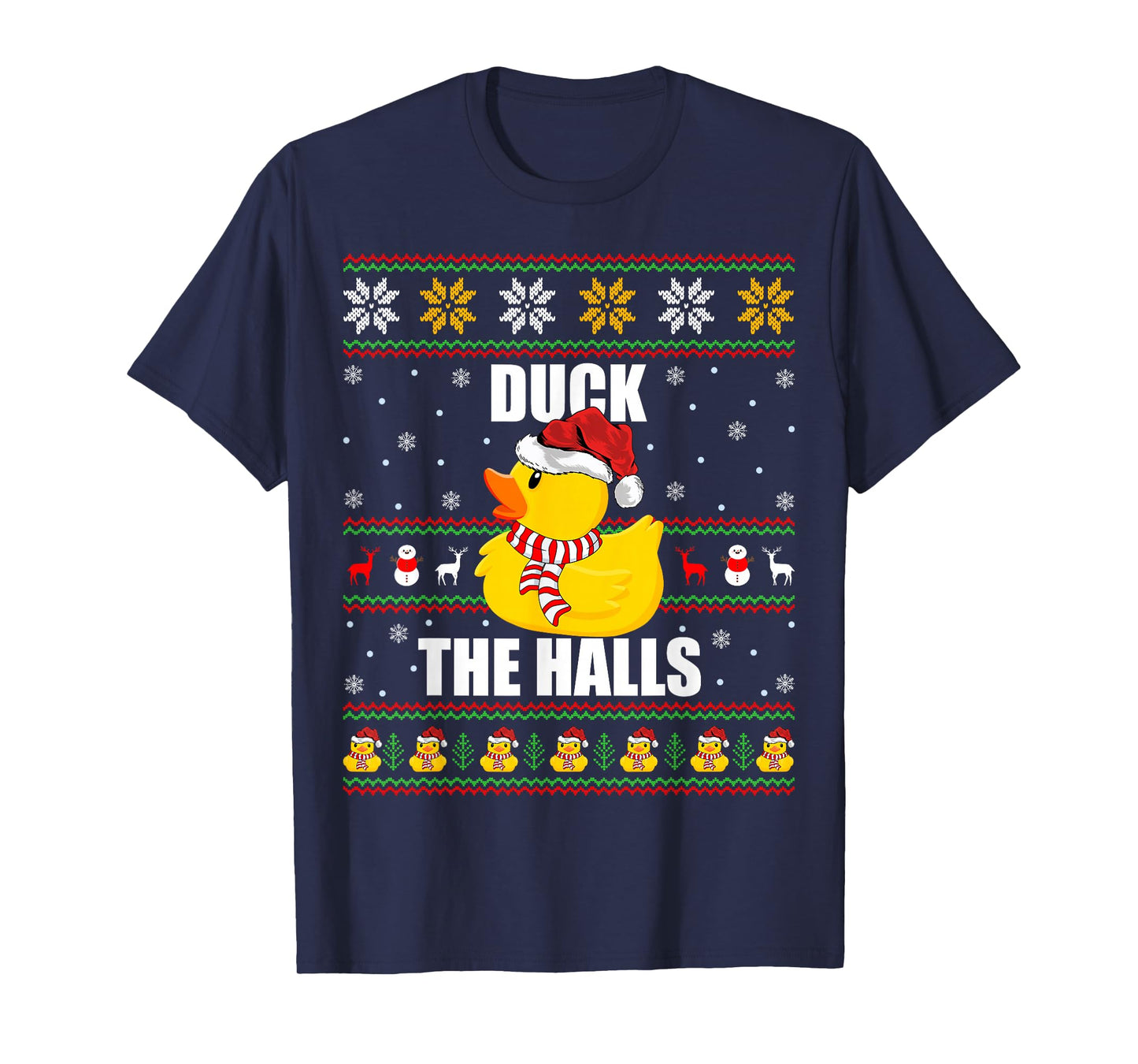 Ugly Xmas Sweater Style Funny Rubber Duck Christmas Pajamas T-Shirt