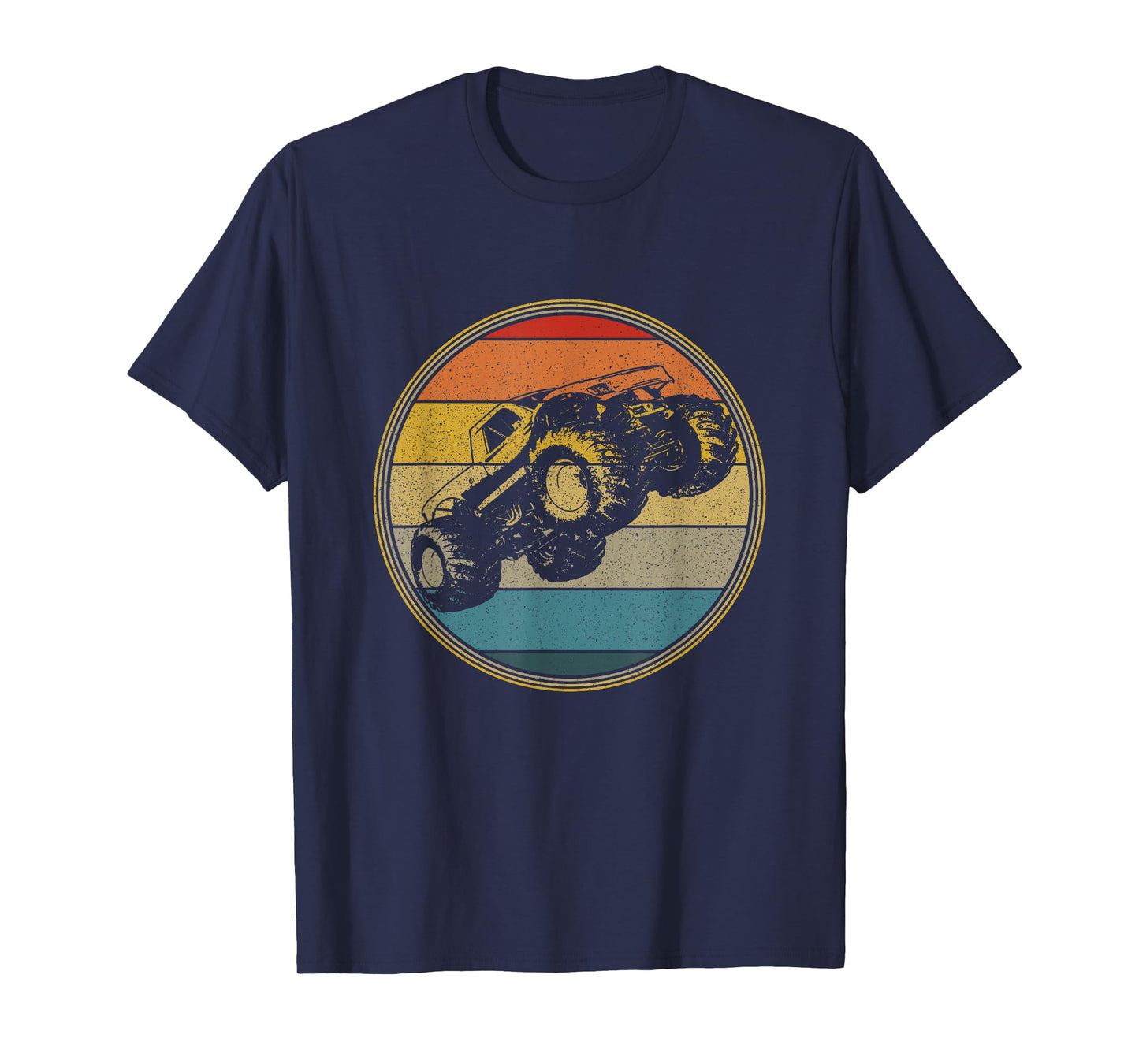 Monster Truck Vintage Retro Style Sun Design T-Shirt