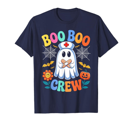 Retro Boo Boo Crew Nurse Funny Ghost Halloween Nurse Women T-Shirt