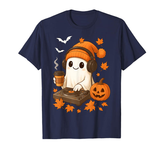 EDM Halloween Music Ghost DJ Rave Cute Beanie Ghost Coffee T-Shirt