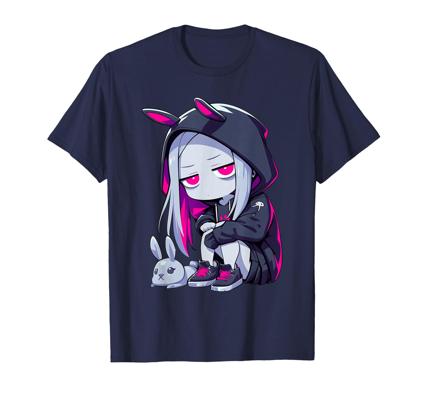 Grunge Goth Bunny Anime Girl Cute E-Girl Edgy Outfit T-Shirt