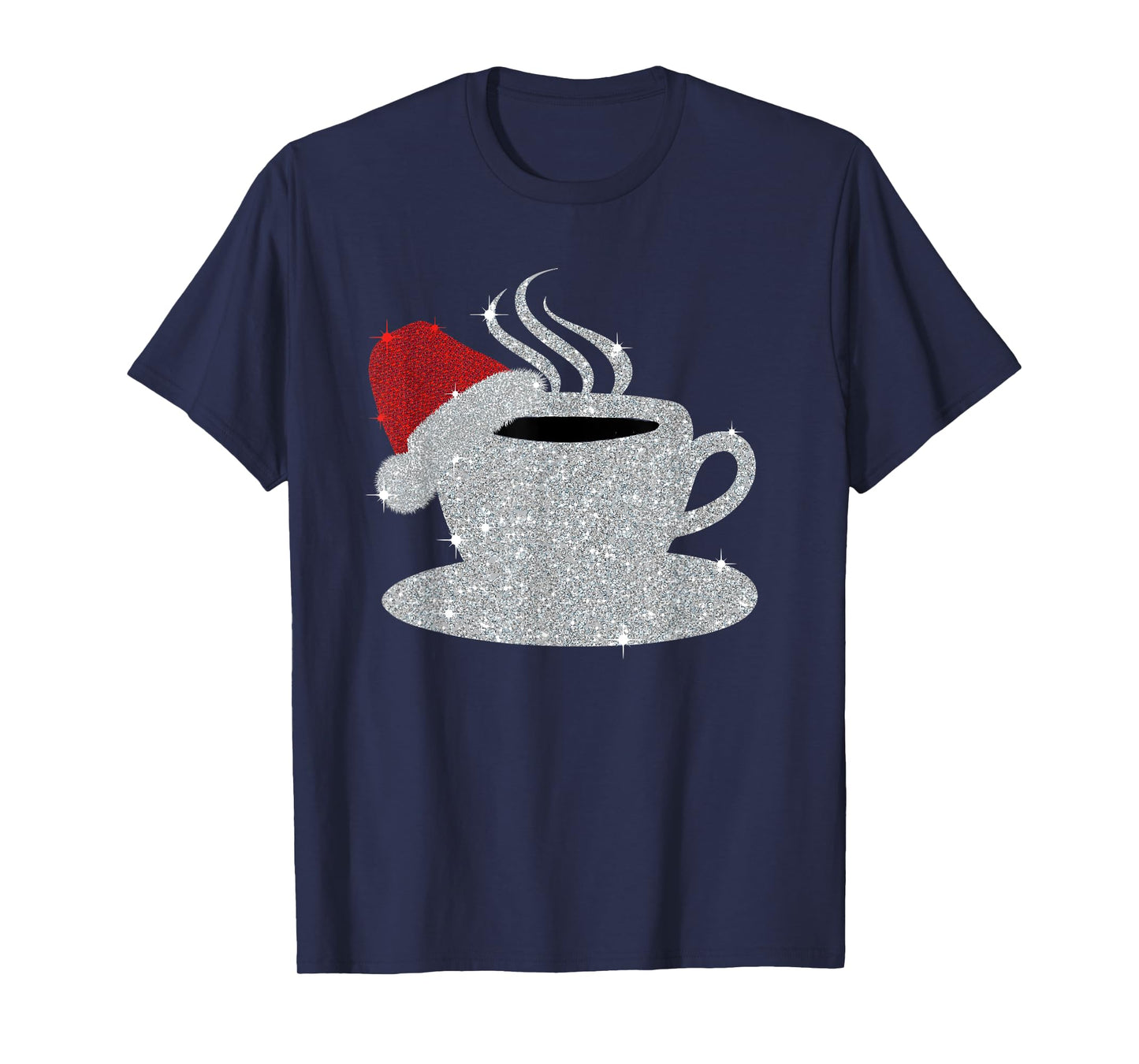 Christmas Hot Coffee Cup Santa's Hat Xmas Holidays Gift Tee T-Shirt