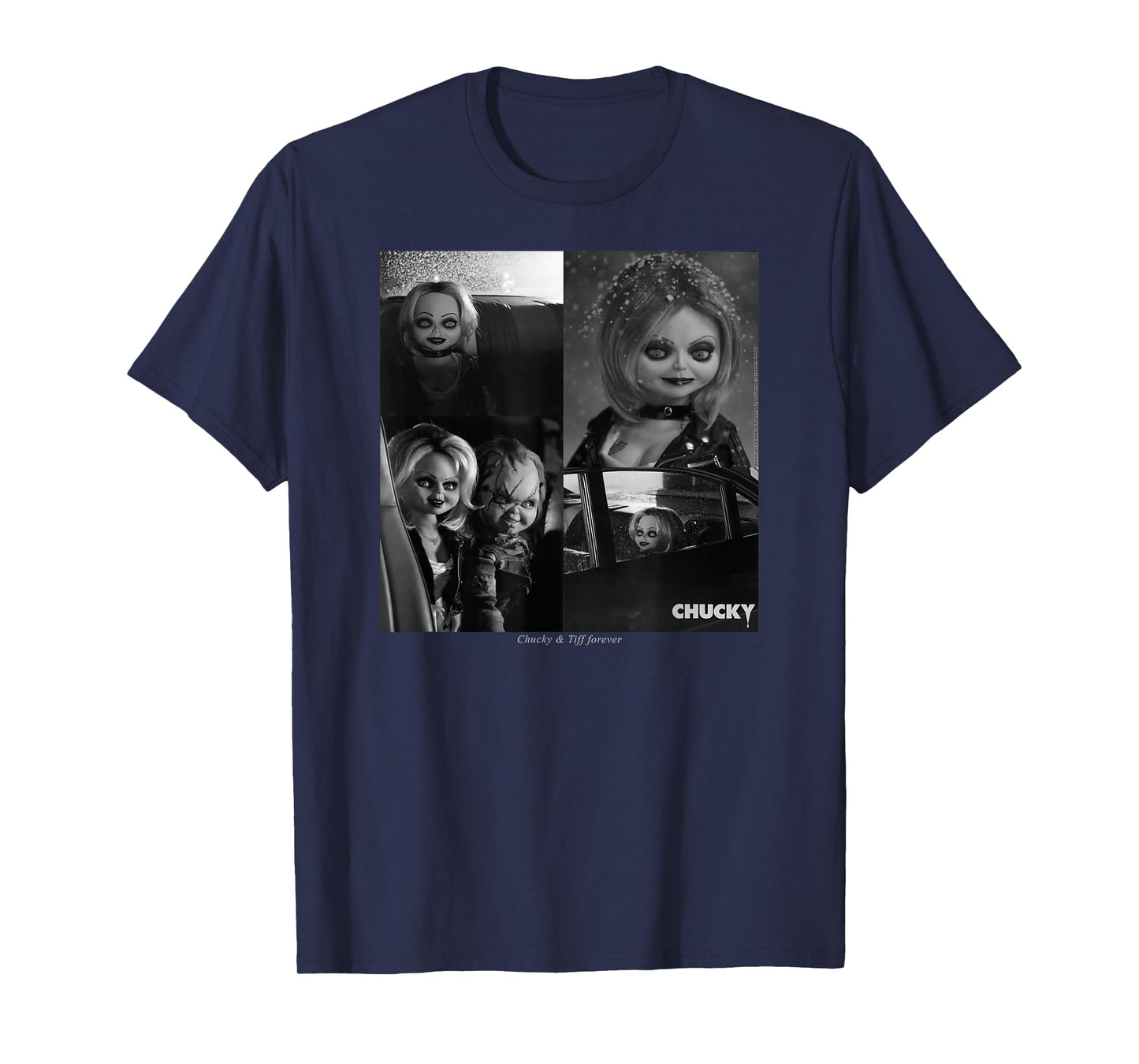 Chucky and Tiffany Black and White Horror Couple Style T-Shirt