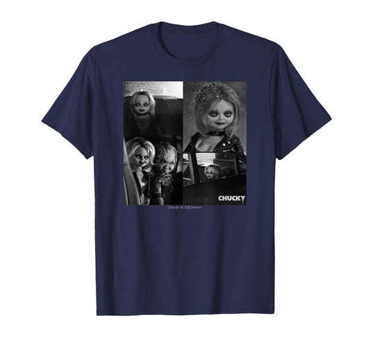 Chucky and Tiffany Black and White Horror Couple Style T-Shirt