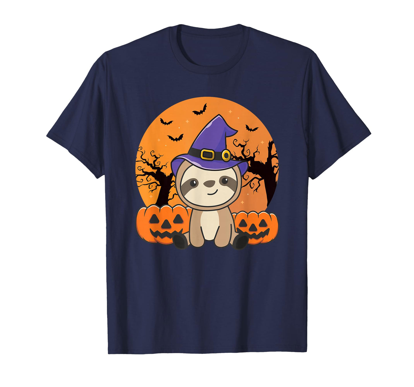 Sloth In Pumpkin Witch Sloths Happy Halloween T-Shirt