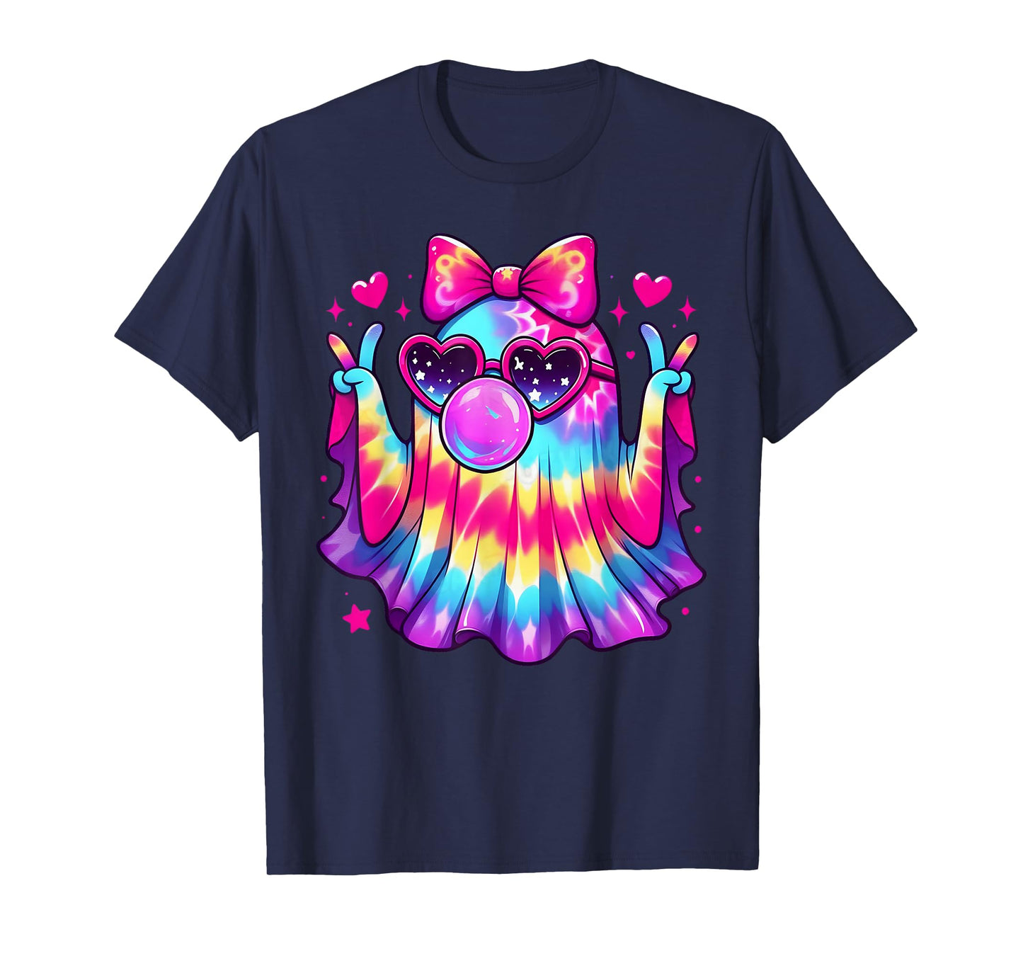 Cute Ghost Bubble Gum Coquette Bow Halloween Costume Women T-Shirt