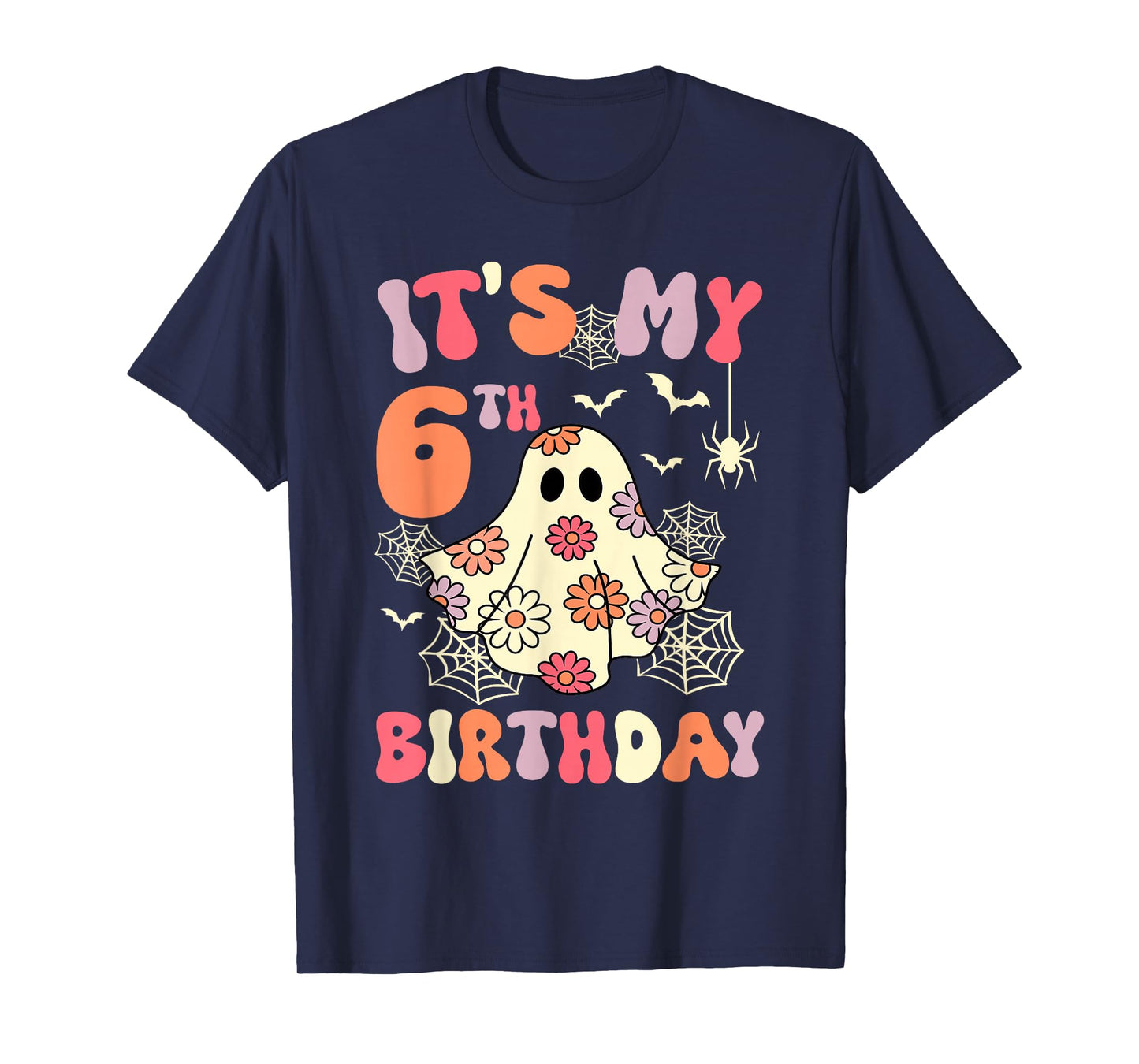 It's My 6th Birthday Halloween Ghost 6 Years Old Kids Girls T-Shirt