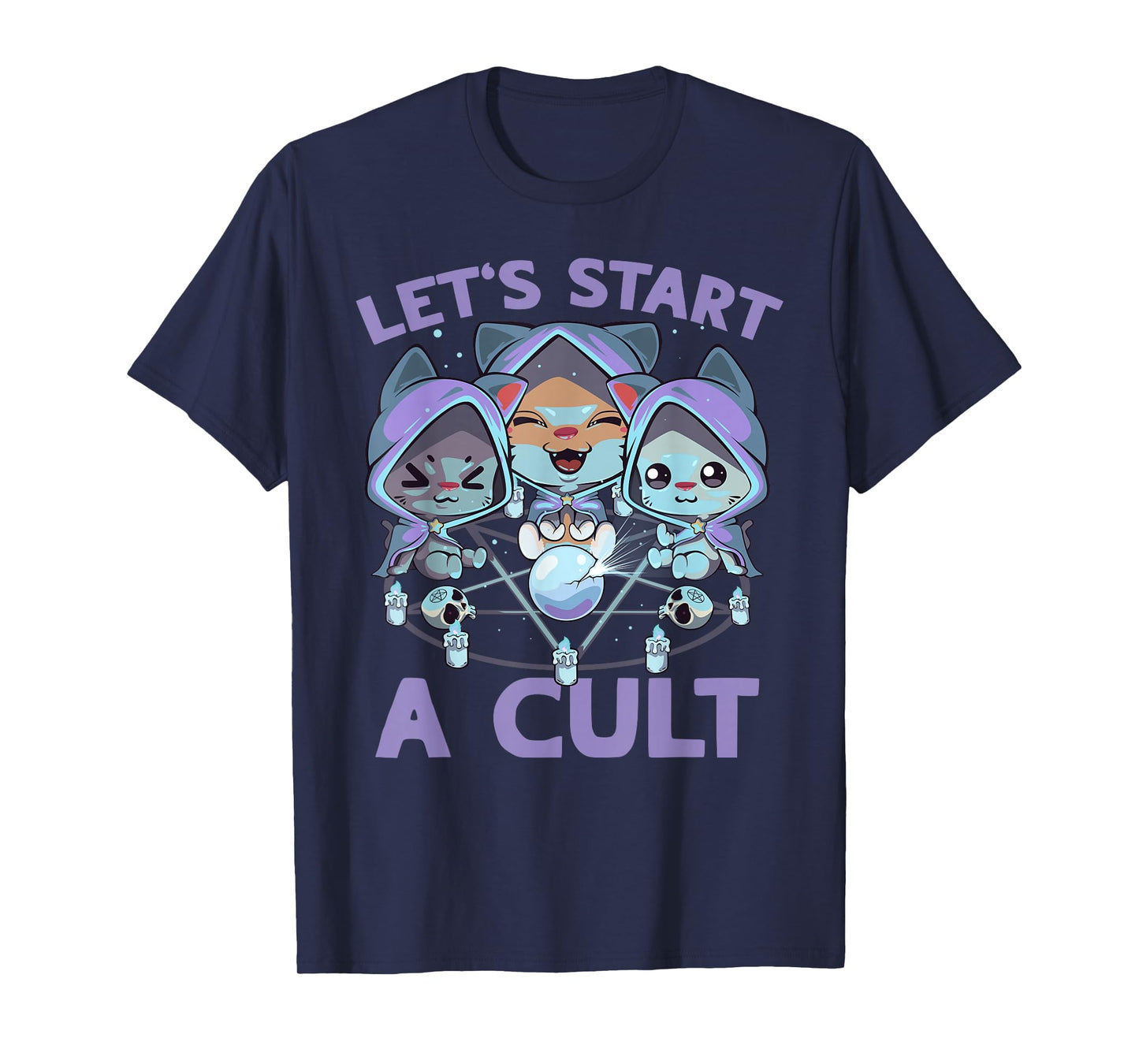 Pastel Goth Kawaii Occult Cats Summon Let's Start A Cult Cat T-Shirt