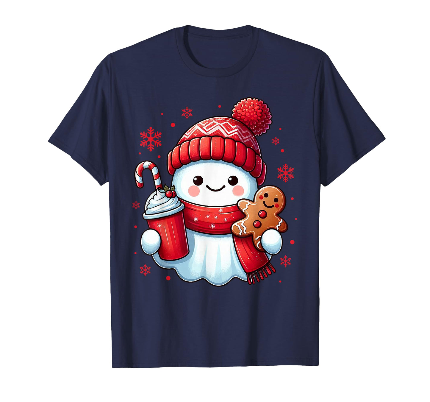 Cute Ghost Christmas Gingerbread Funny Xmas for Girl Kids T-Shirt