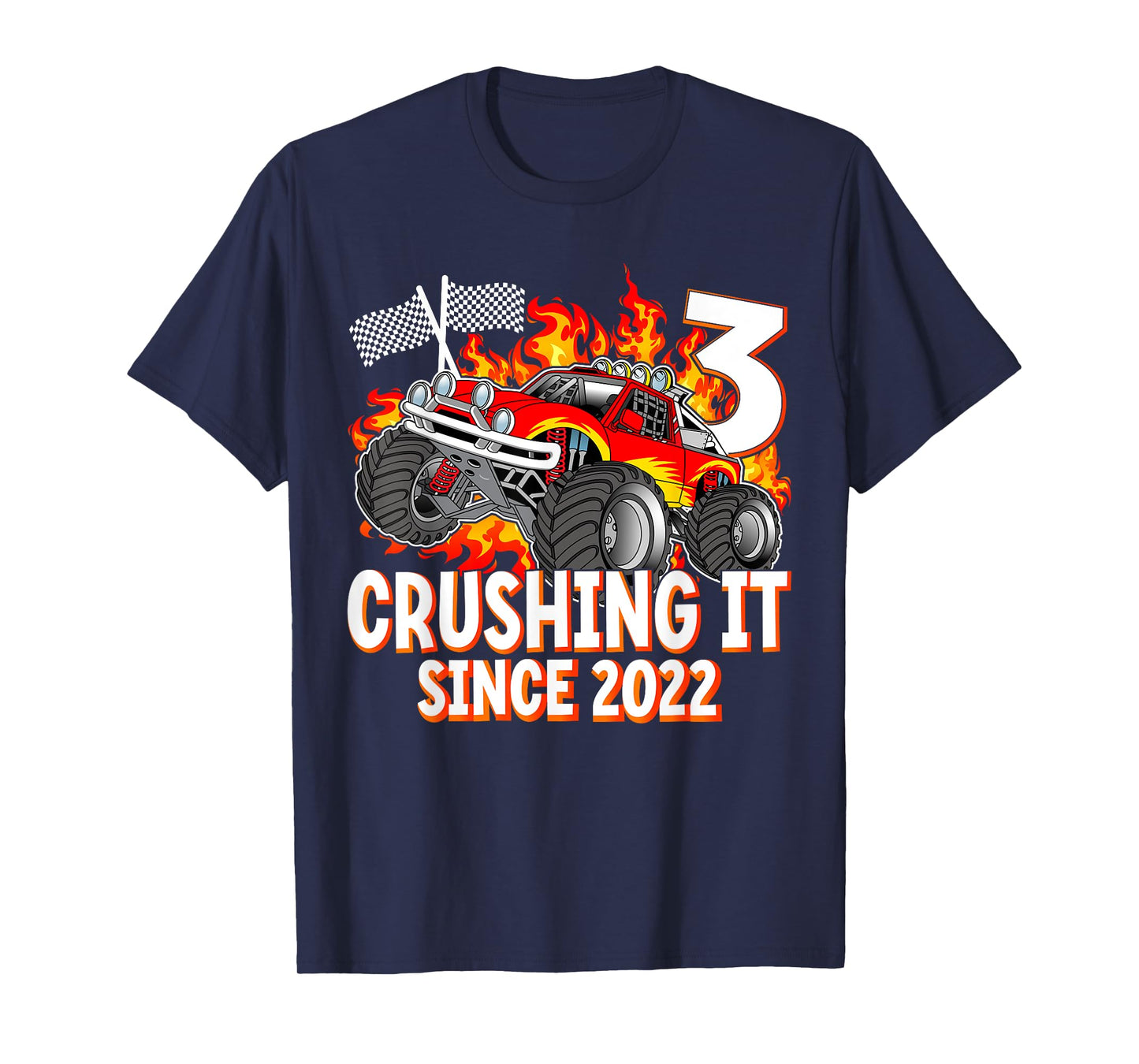 Monster Truck Birthday Party 3 Years Old Boy 3rd Birthday T-Shirt