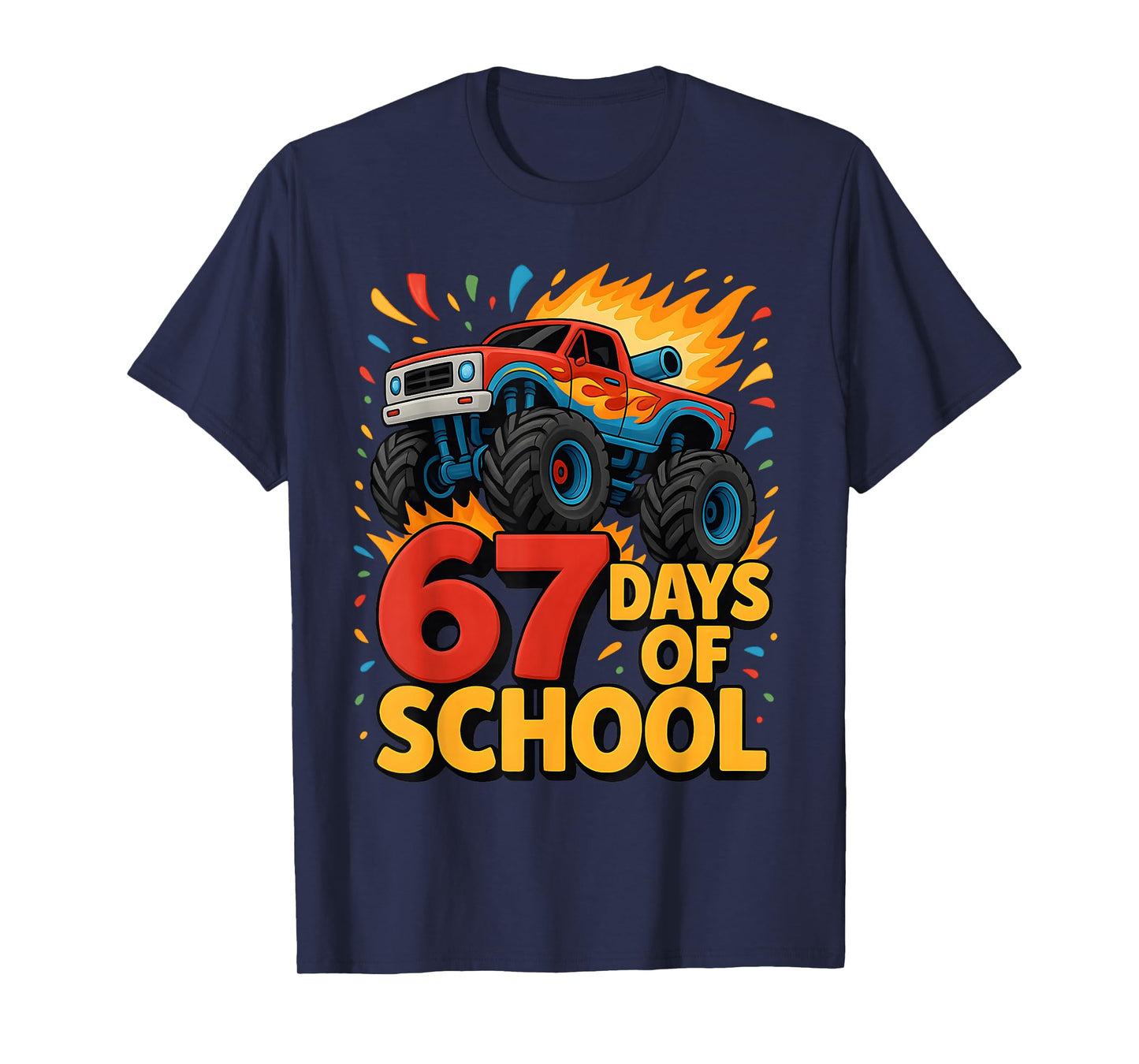 67 Days of School Monster Truck 100th Day of School Boys T-Shirt