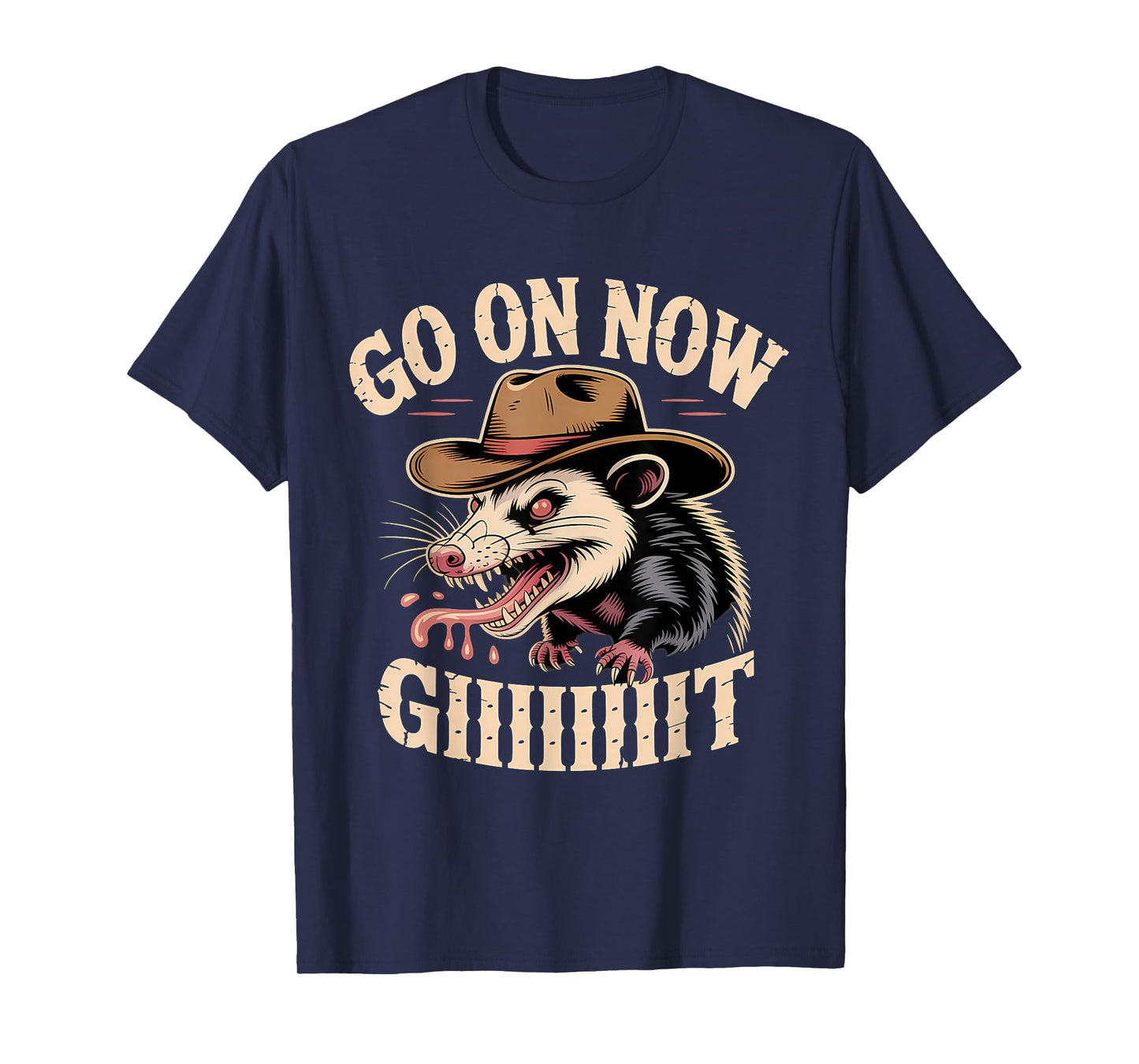 Western Country Cowboy Go On Now Git Vintage Western Opossum T-Shirt