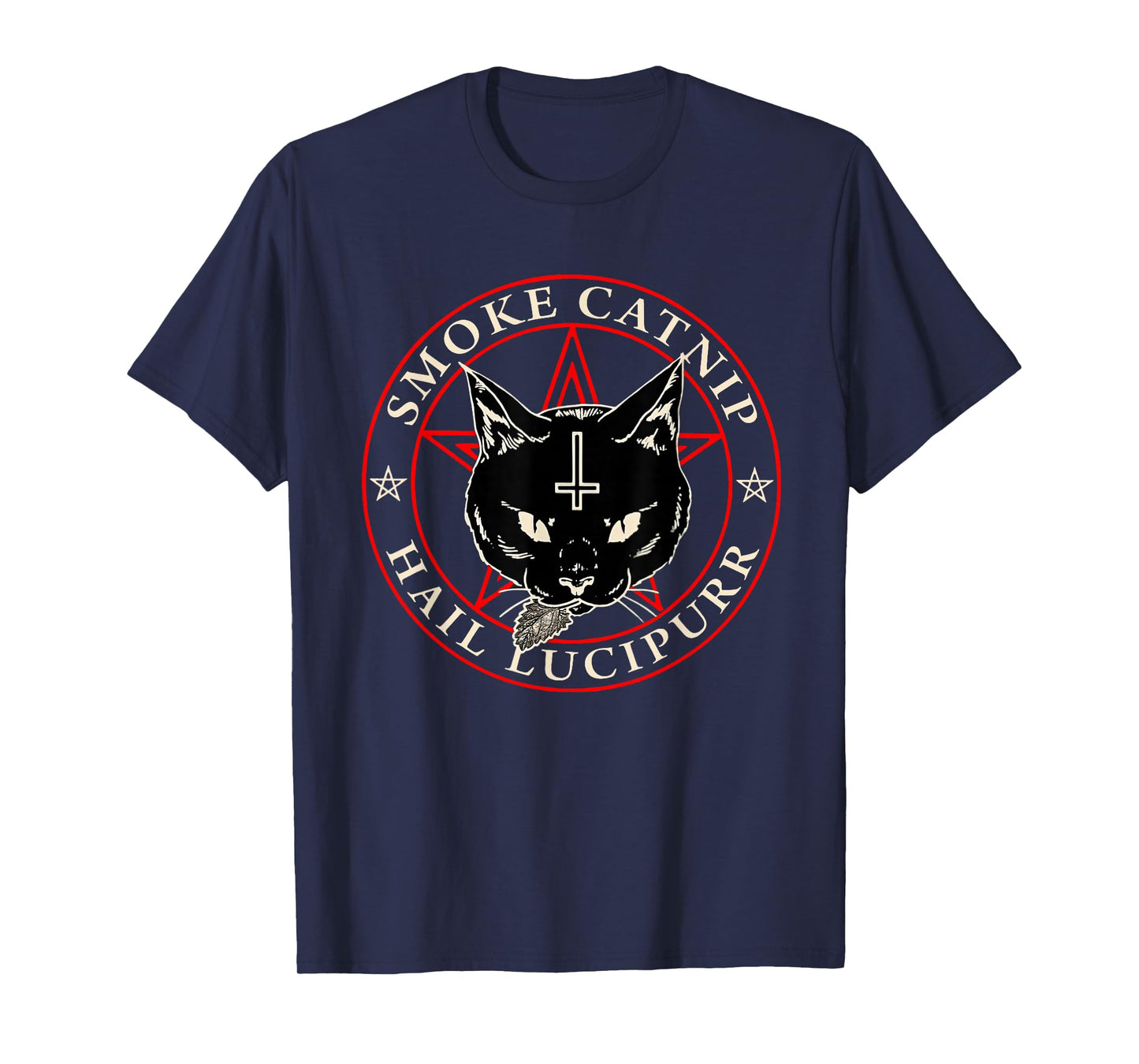 Satanic Black Cat Hail Satan Smoke Catnip Hail Lucipurr Weed T-Shirt