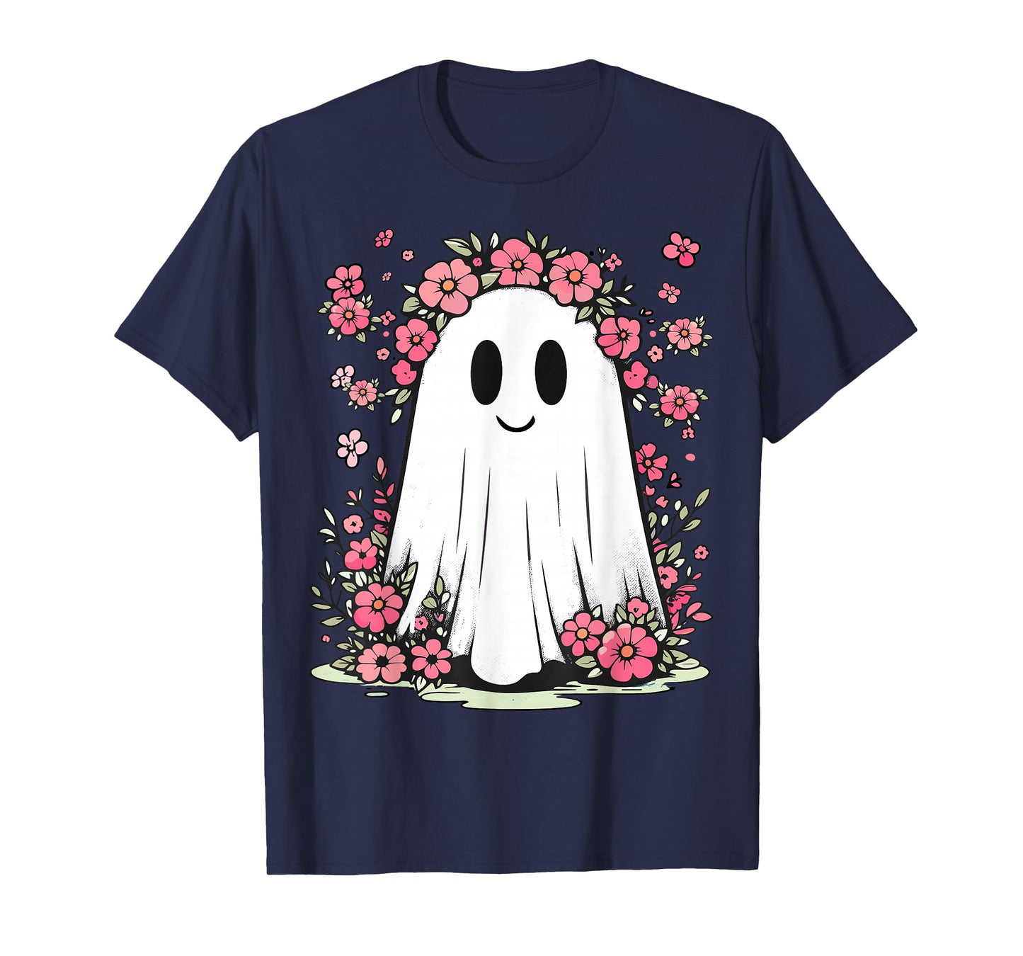 Floral Ghost Halloween Girls Cute Spooky Halloween Ghost T-Shirt