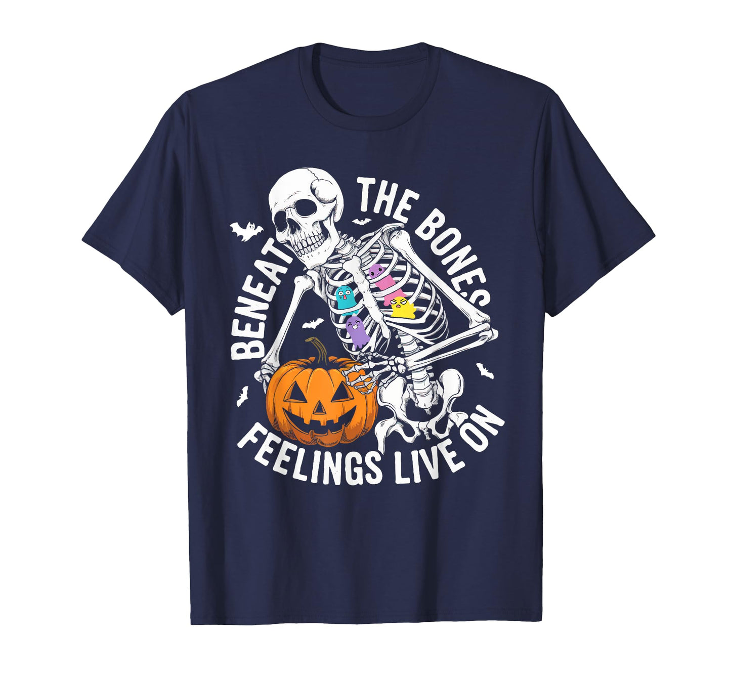Mental Health Awareness Skeleton Ghosts Halloween Cool Art T-Shirt