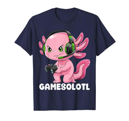 Gamer Axolotl Shirt Gamesolotl Fish Gaming Video Gamer Anime T-Shirt