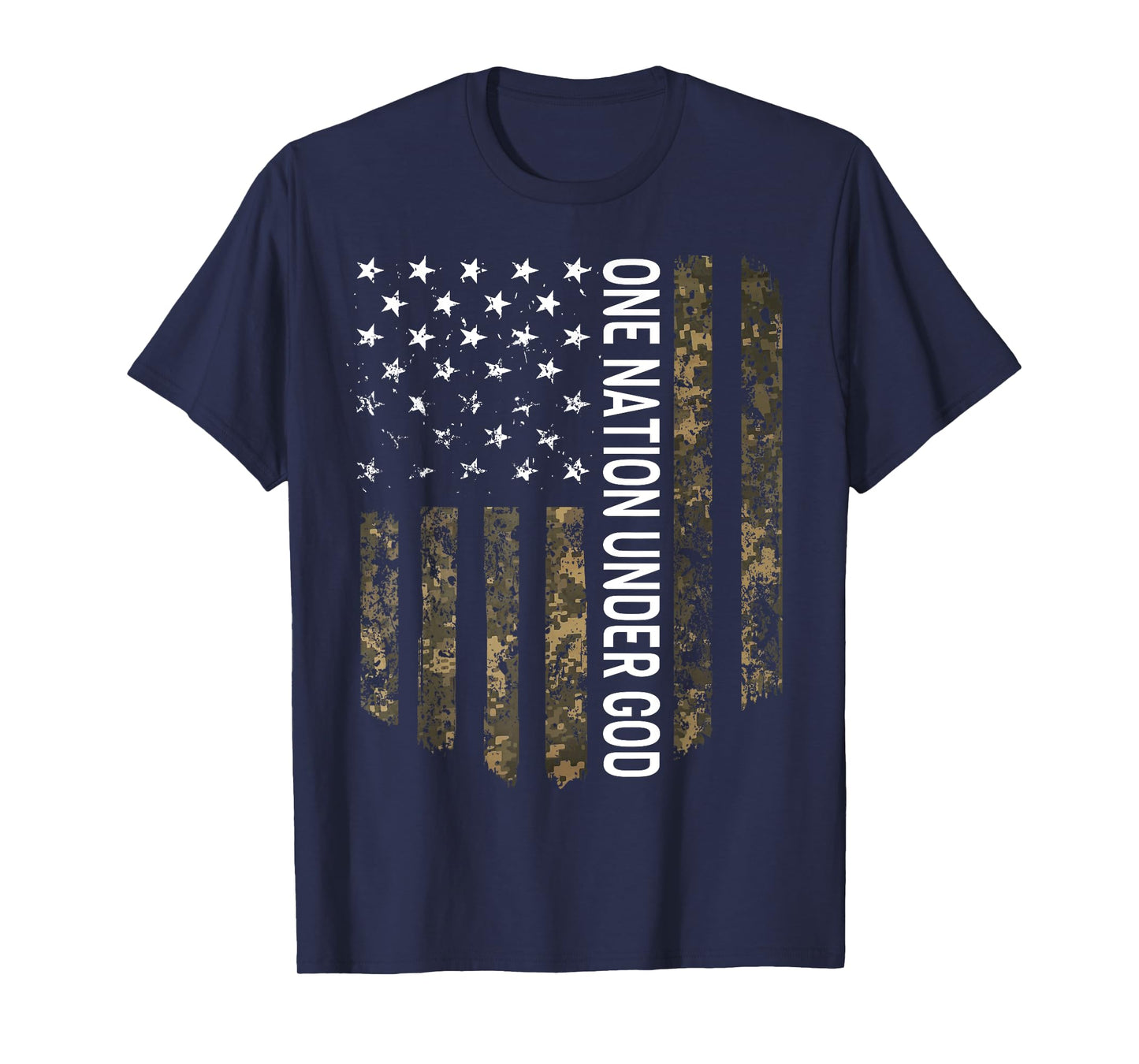 Patriotic American Flag Camo One Nation Under God USA Gift Women Men T-Shirt
