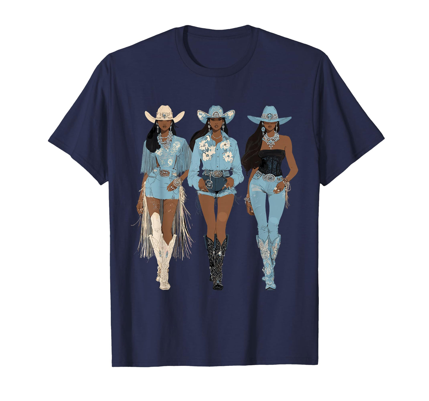 Black African American Cowgirl Western Country Texas Rodeo T-Shirt