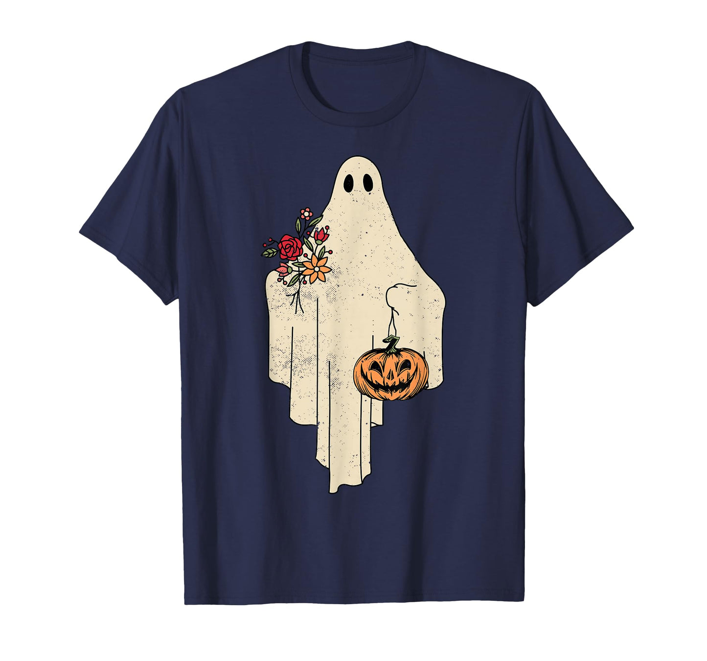 Vintage Floral Ghost Cute Halloween Costume Funny Graphic T-Shirt