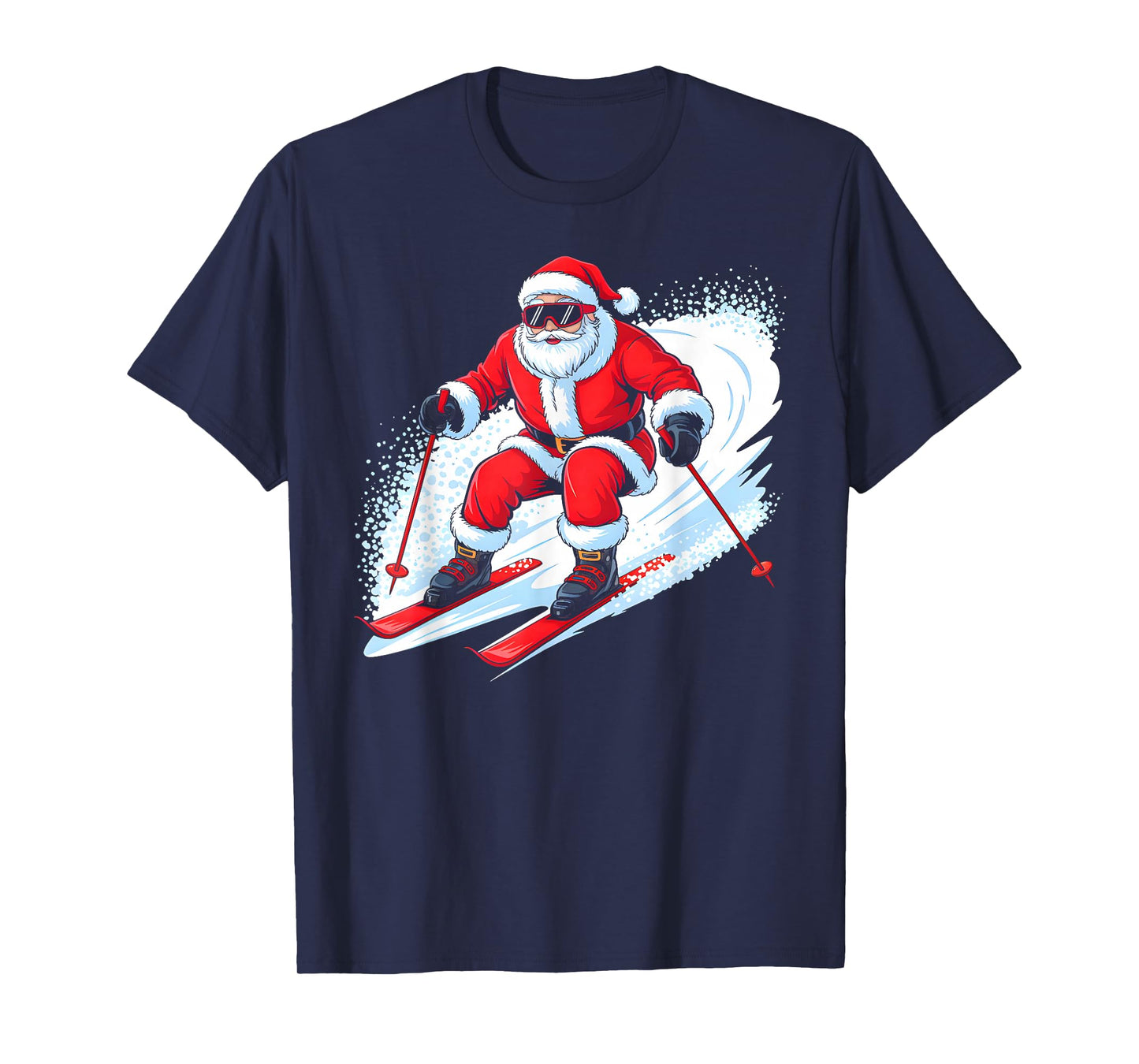 Santa Skiing Funny Christmas Skier Ski Racer Xmas Pajama T-Shirt