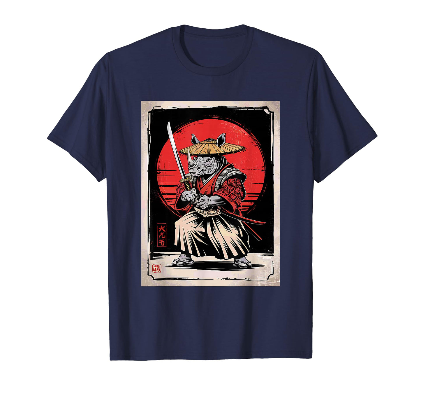 Rhino Samurai Ninja Vintage Anime Japanese Ukiyo-e T-Shirt