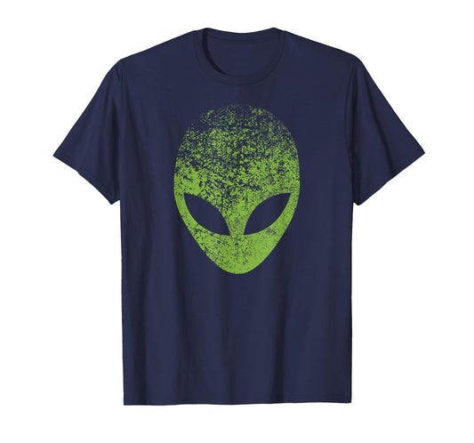 Alien Head Distressed Green Alien Face, Area 51, Roswell UFO T-Shirt