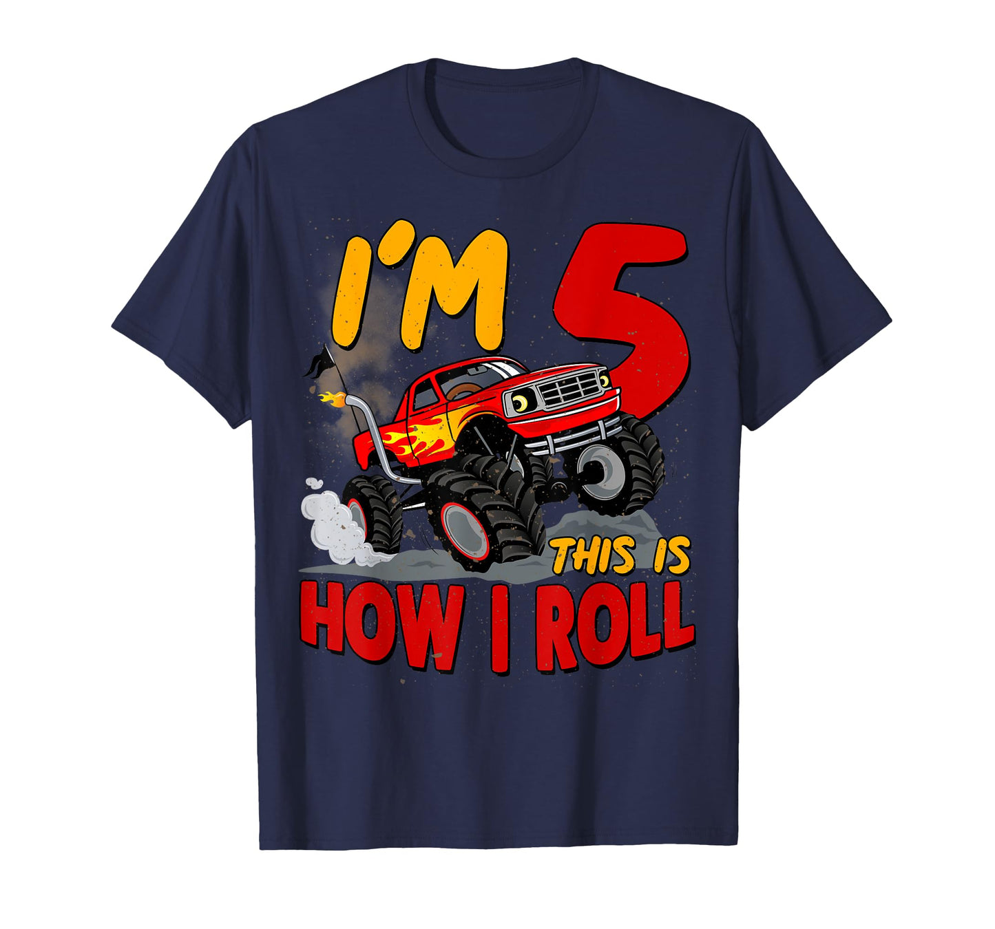 5th Birtdhay T Shirt Monster Truck 5 Years Old Boy Gift T-Shirt