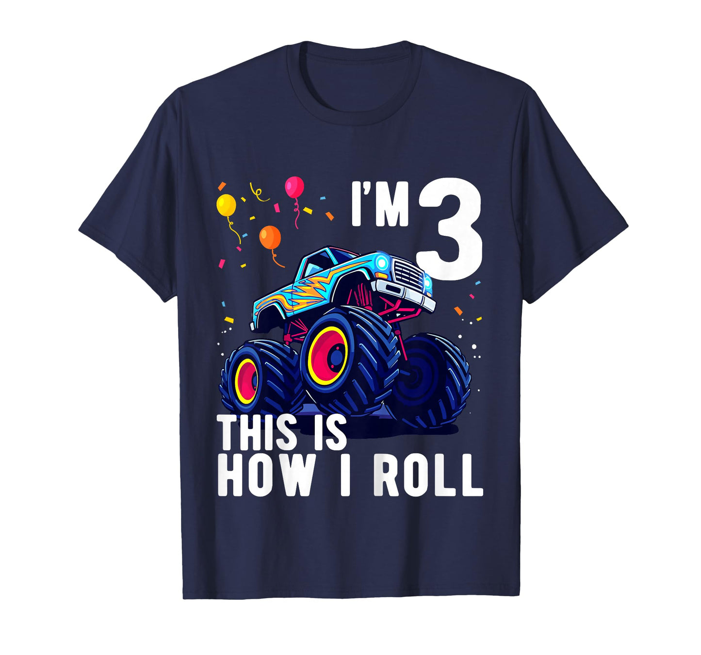 Kids Birthday Monster Truck 3 Year Old Boy 3rd Birthday Party T-Shirt