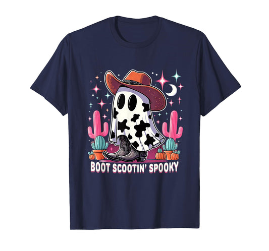 Cowboy Ghost Boot Scootin Spooky Western Vibes T-Shirt