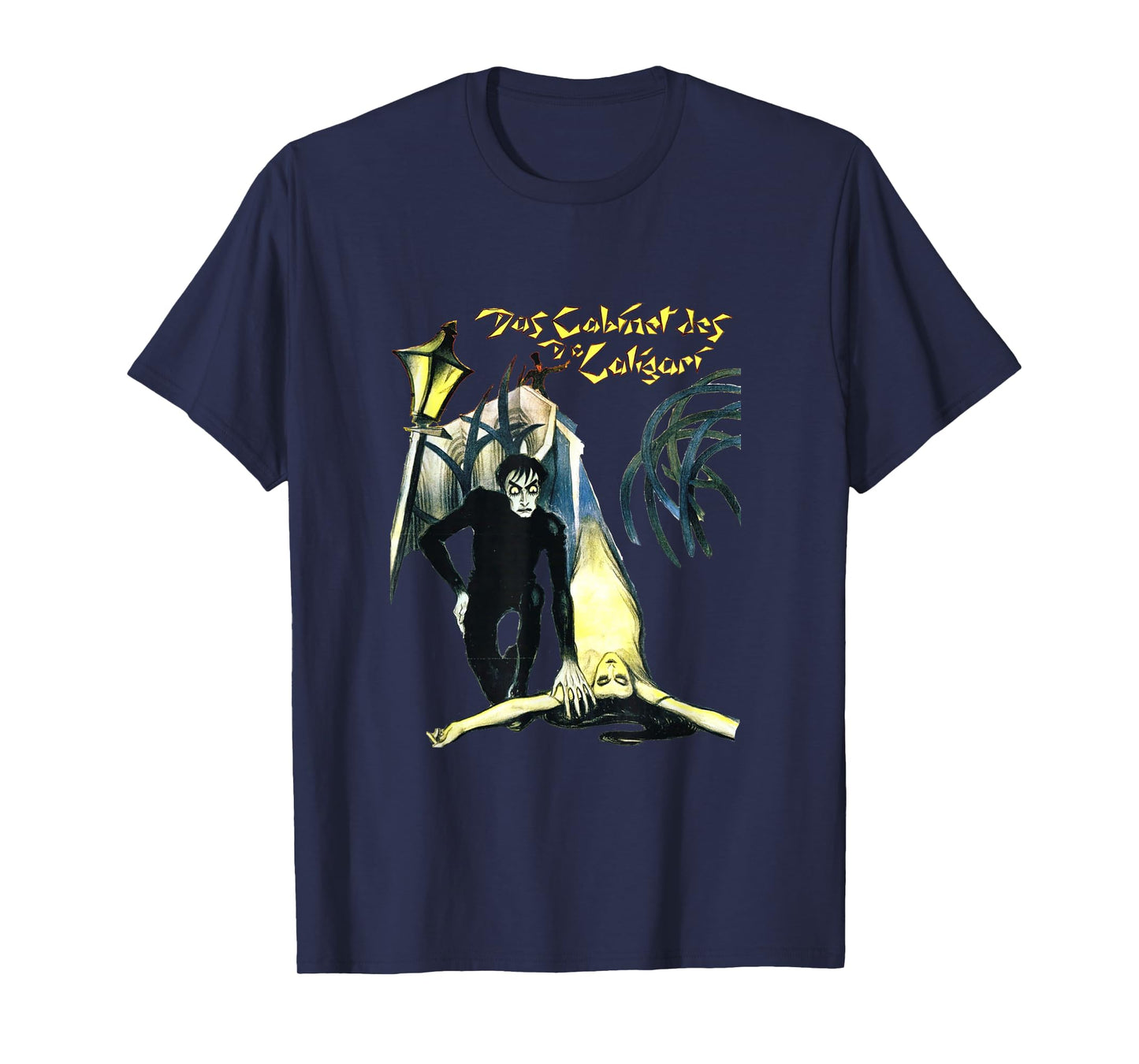 Silent Era German Expressionist Horror Cinema The Cabinet of Dr Caligari T-Shirt, Small, Black