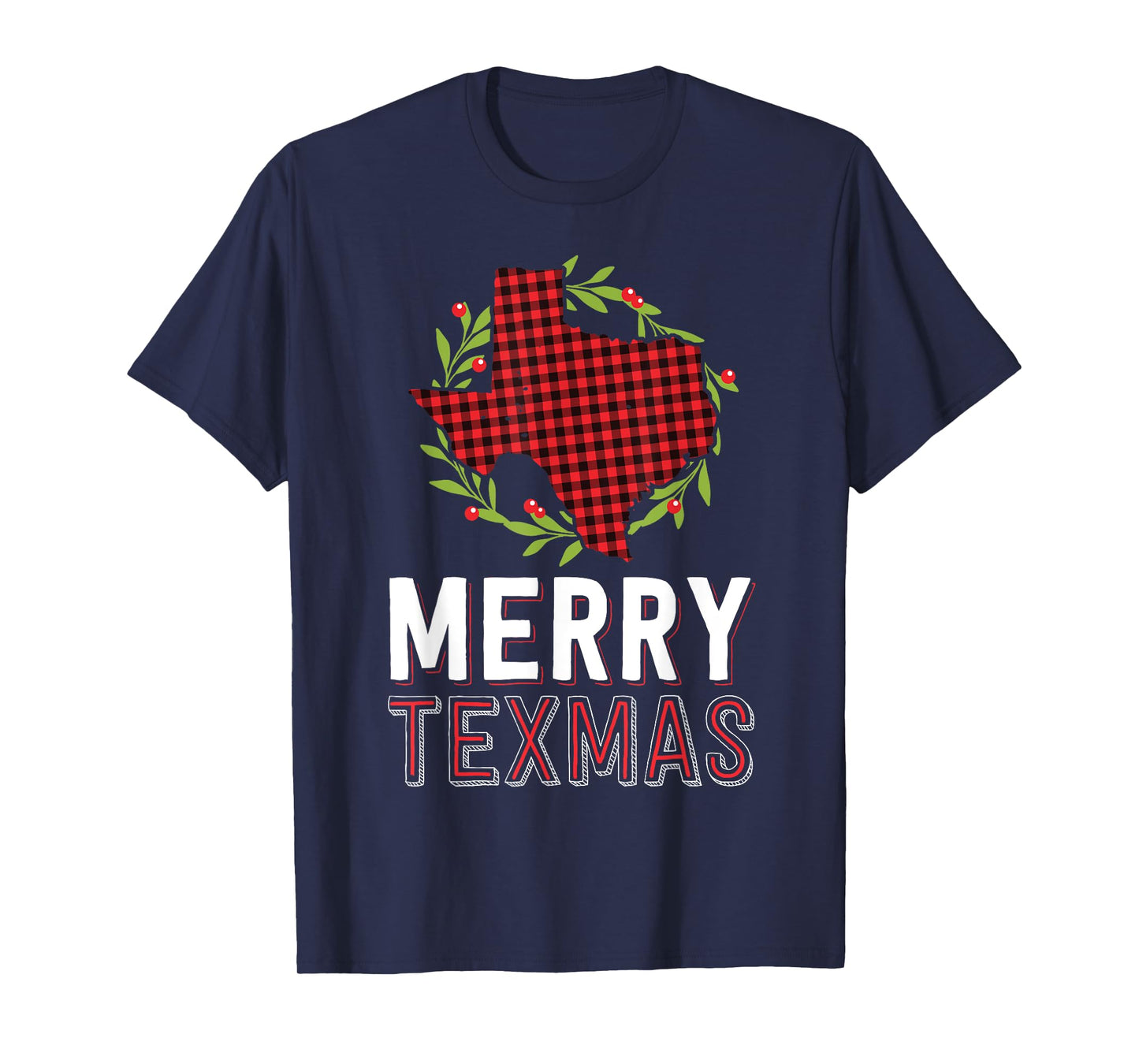 Merry Texmas Texas Yall Red Buffalo Plaid Family Christmas T-Shirt