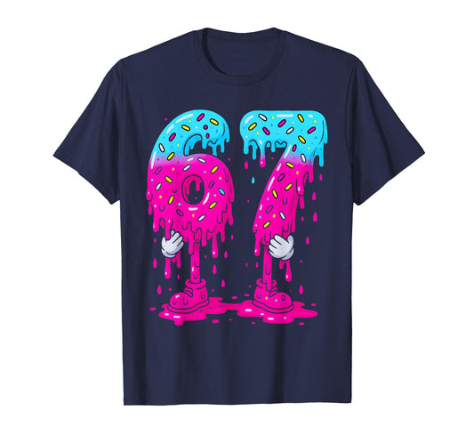 Six Seven Ice Cream Drip Sports Cool Meme 67 Funny Number T-Shirt