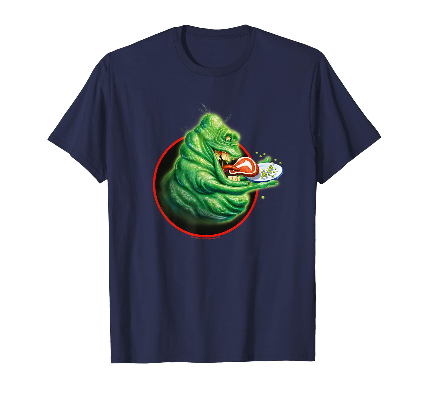 Ghostbusters Vintage Slimer Snacking Retro Badge T-Shirt