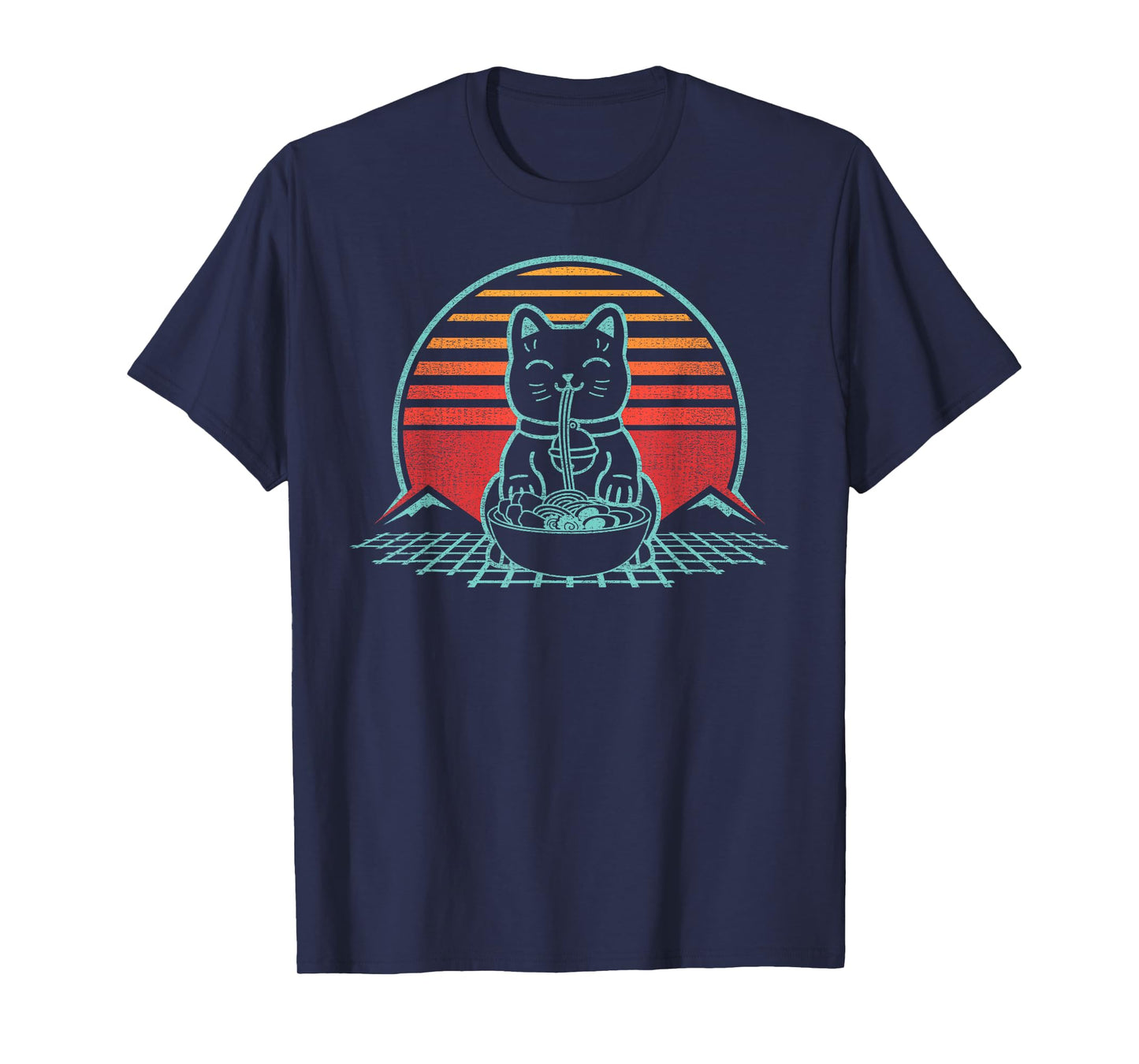 Anime Ramen Cat Retro Japanese Noodles Kawaii Funny T-Shirt