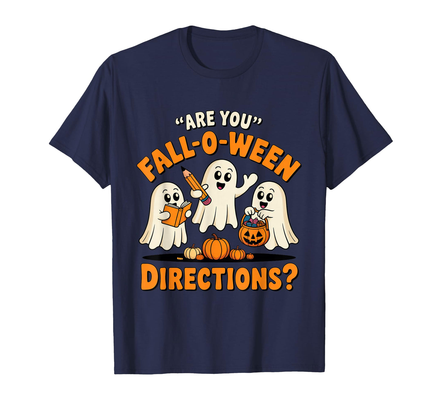 Retro are You Fall O Ween Directions Teacher Halloween Ghost T-Shirt